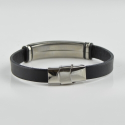 Baltic Amber bracelet with wrap black leather